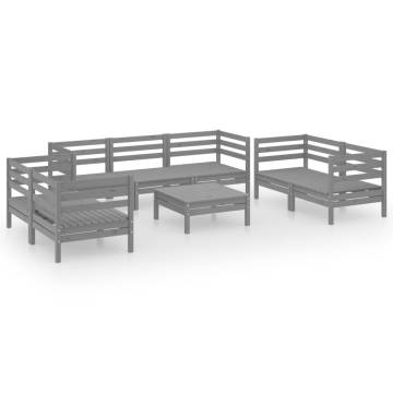 8 Piece Garden Lounge Set - Grey Solid Pinewood | HipoMarket