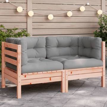 Garden Sofa Corner with Cushions - Solid Douglas Wood