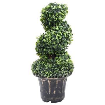 Artificial Boxwood Spiral Plant with Pot - 59 cm Green