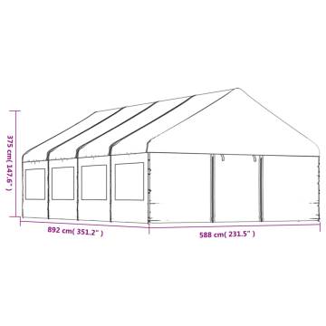 Gazebo with Roof White 8.92x5.88m - Durable & Stylish Shelter