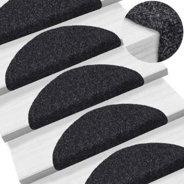 15 pcs Self-adhesive Stair Mats - Black Needle Punch 56x17 cm