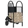 Firewood Cart Black 30x35x81 cm - Sturdy Steel Log Trolley