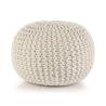 Hand-Knitted Cotton Pouffe 50x35 cm - White | HipoMarket