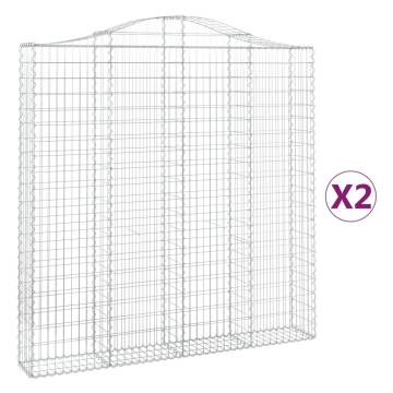 Arched Gabion Baskets - 2 Pcs 200x30x200/220 cm Galvanised Iron