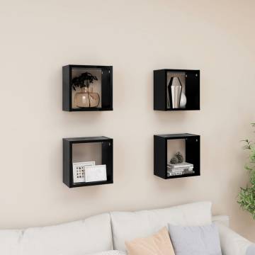 Wall Cube Shelves 4 pcs Black - Stylish Storage Solution