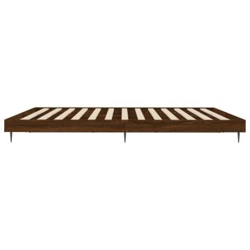 Brown Oak Bed Frame 160x200 cm | Quality Engineered Wood