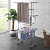 3-Tier Laundry Drying Rack with Wheels Silver 60x70x129 cm Size 60 x 70 x 129 cm 