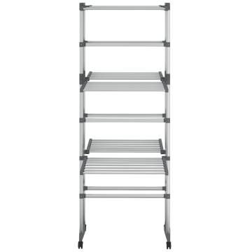 3-Tier Laundry Drying Rack with Wheels - Silver