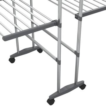 3-Tier Laundry Drying Rack with Wheels - Silver