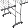 3-Tier Laundry Drying Rack with Wheels - Silver