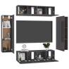 6 Piece High Gloss Grey TV Cabinet Set | Stylish Storage