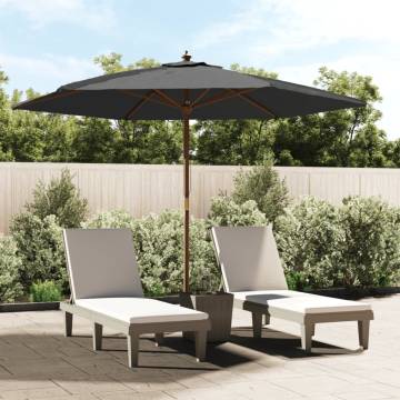 Garden Parasol with Wooden Pole Anthracite - 299x240 cm