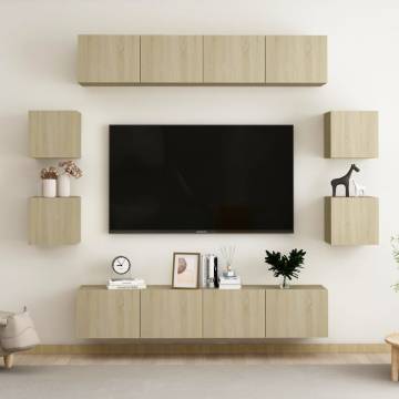 8 Piece TV Cabinet Set - Sonoma Oak Engineered Wood