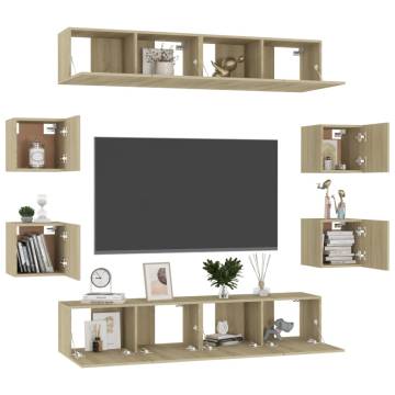 8 Piece TV Cabinet Set - Sonoma Oak Engineered Wood