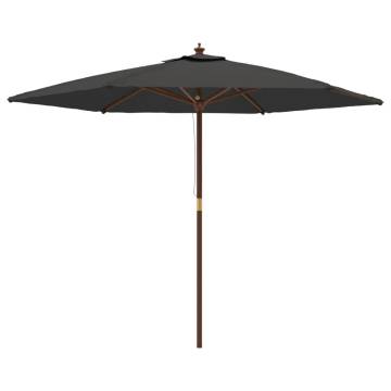 Garden Parasol with Wooden Pole Anthracite - 299x240 cm