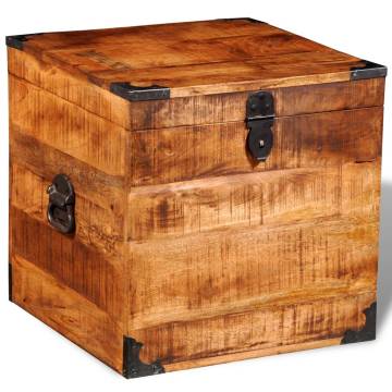 Handmade Storage Chest - Cubic Rough Mango Wood