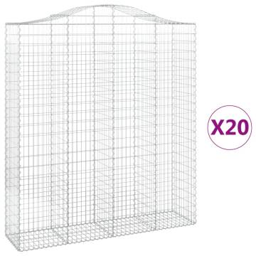 Arched Gabion Baskets - 20 pcs Galvanised Iron | HipoMarket