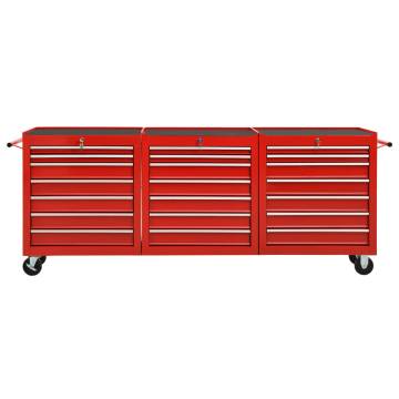 Tool Trolley with 21 Drawers - Durable Steel Red | Hipo Market