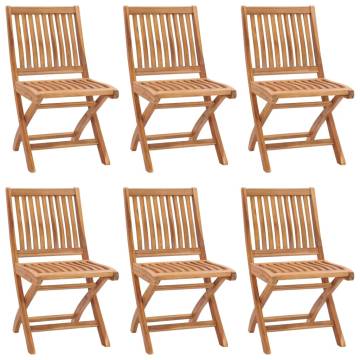 Folding Garden Chairs Set of 6 - Solid Teak Wood Design