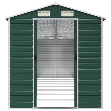 Garden Shed Green 191x725 cm | Galvanised Steel Storage