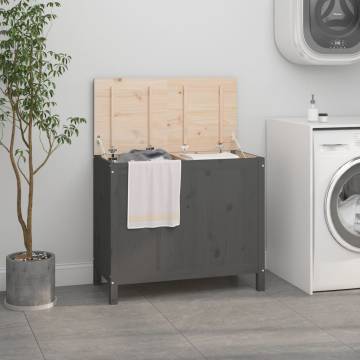 Laundry Box Grey - Solid Wood Pine | Stylish Storage Solution