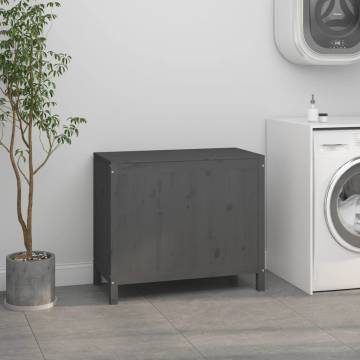 Laundry Box Grey - Solid Wood Pine | Stylish Storage Solution