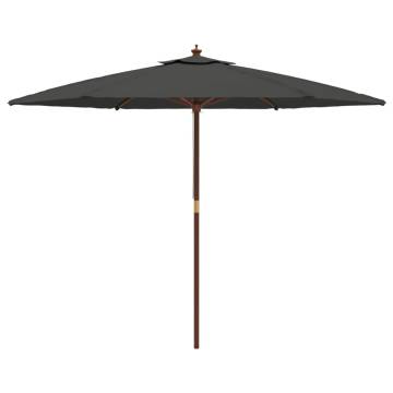 Garden Parasol with Wooden Pole Anthracite - 299x240 cm