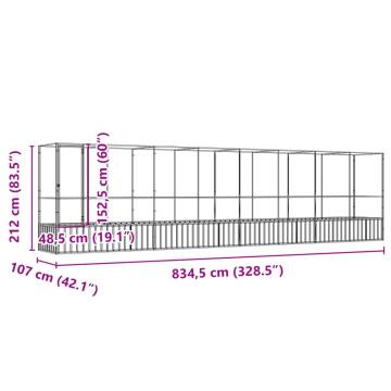 Aviary with Extension Silver - 834.5x107x212 cm Steel