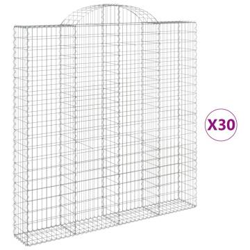 Arched Gabion Baskets - 30 pcs Galvanised Iron 200x30x200/220 cm