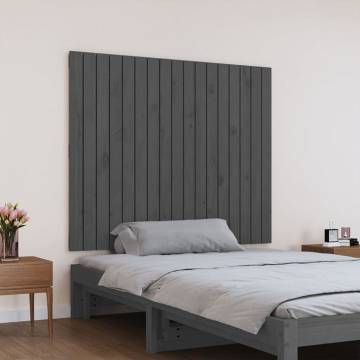 Elegant Wall Headboard Grey - Solid Pine Wood 108x3x90 cm