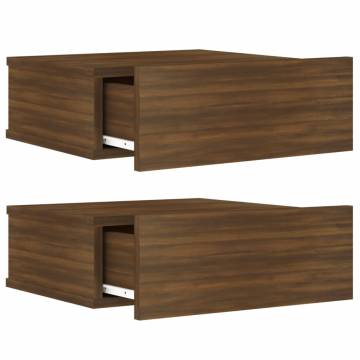 Floating Nightstands 2 pcs Brown Oak | Space-Saving Design