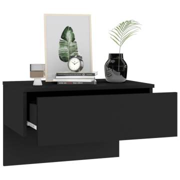 Wall-Mounted Bedside Cabinet Black | Space-Saving Design