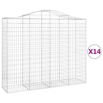 Arched Gabion Baskets - 14 pcs Galvanised Iron 200x50x160/180 cm