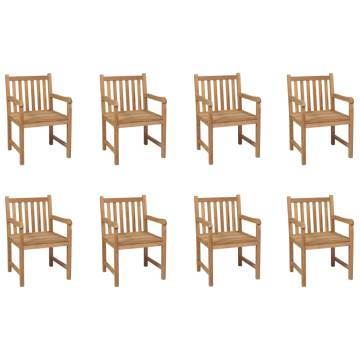 Outdoor Chairs Set - 8 pcs Solid Teak Wood | HipoMarket