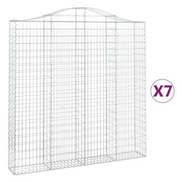 Arched Gabion Baskets - 7 pcs, Galvanised Iron | Hipomarket