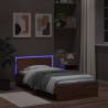 Stylish Brown Oak Bed Frame with LED Lights | 100x200 cm