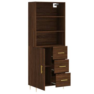 Stylish Highboard in Brown Oak - 69.5x34x180 cm