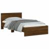 Stylish Brown Oak Bed Frame with LED Lights | 100x200 cm