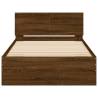 Stylish Brown Oak Bed Frame with LED Lights | 100x200 cm