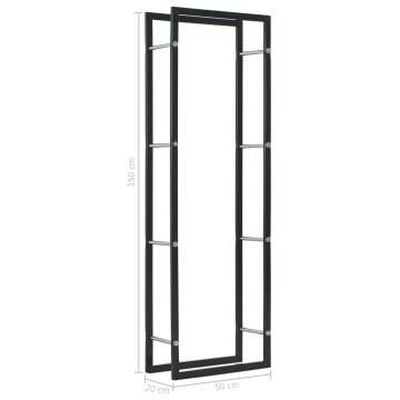 Firewood Rack Black 50x20x150 cm Steel - Durable & Stylish