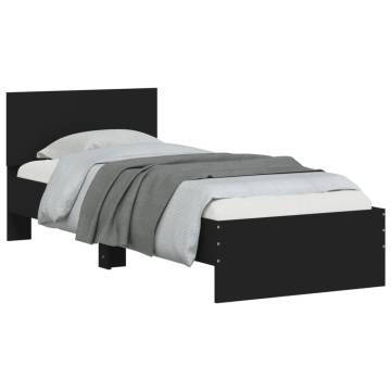 Stylish Black Bed Frame with LED Lights - 90x200 cm