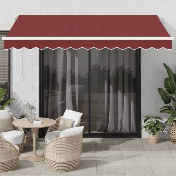 Manual Retractable Awning with LED - Burgundy 350x250 cm