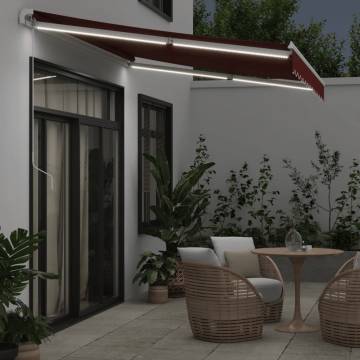 Manual Retractable Awning with LED - Burgundy 350x250 cm