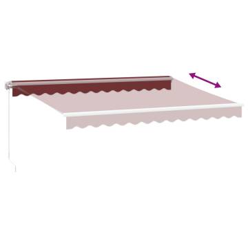 Manual Retractable Awning with LED - Burgundy 350x250 cm