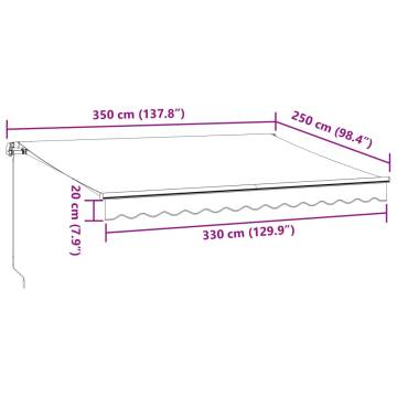 Manual Retractable Awning with LED - Burgundy 350x250 cm