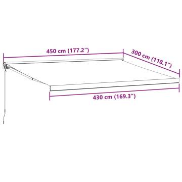 Manual Retractable Awning Burgundy 450x300 cm - UV Protection