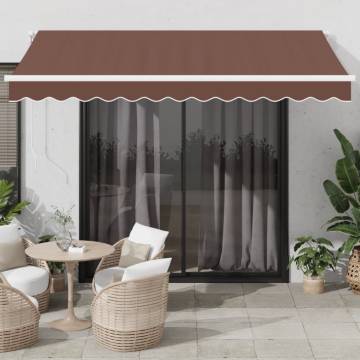 Manual Retractable Awning with LED Brown 350x250 cm | Hipo Market