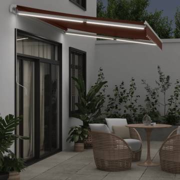 Manual Retractable Awning with LED Brown 350x250 cm | Hipo Market