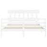 White King Size Bed Frame with Headboard - Solid Wood