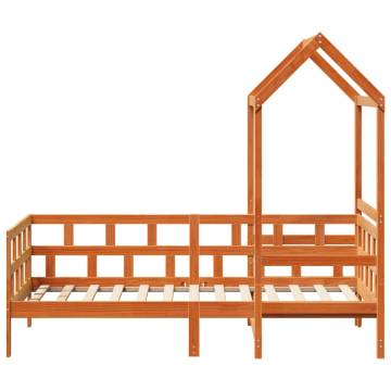 Day Bed with Roof in Wax Brown - 80x200 cm Solid Pine